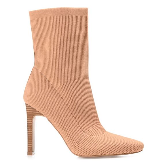 JOURNEE COLLECTION Womens Beige Elissa Square Toe Stacked Heel Dress Boots 7 - Picture 3 of 4
